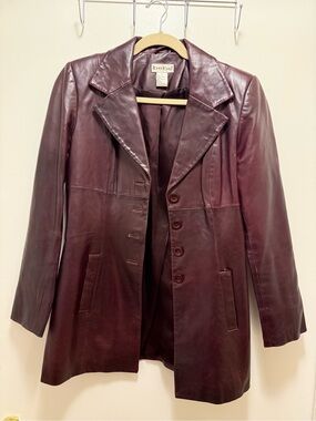 Vintage bebe Burgundy Leather Button Jacket